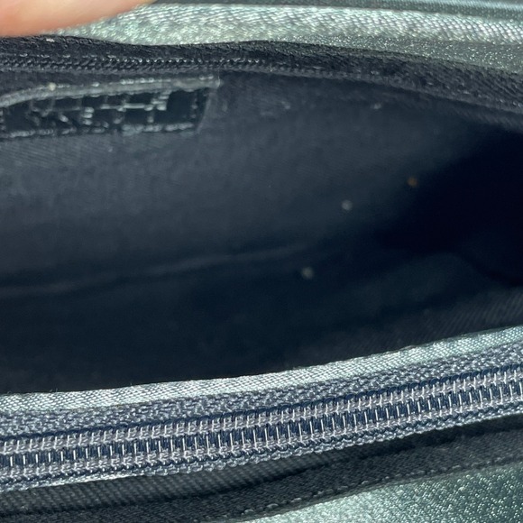 Nine West Tote Bag Silver Green Satiny Fabric Metal Link Shoulder Bag Purse - Picture 8 of 13